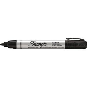 SHARPIE Pro Metal Barrel Permanent Marker Bullet Tip 1.0mm Line Black (Pack 12) - S0945720 (S0945720)
