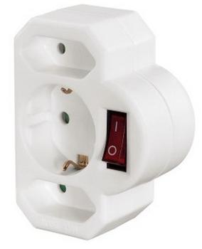HAMA Multi Socket 3-fold adapter with switch white (108846)