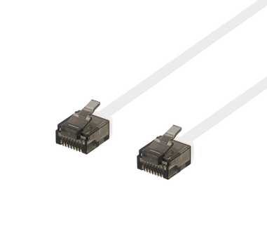DELTACO U/UTP Cat6a patch cable, flat, 0.15m, 1mm thick, white (UUTP-2078)