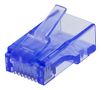 DELTACO RJ45 connector, Cat6, UTP, 20-pack, transparent, blue