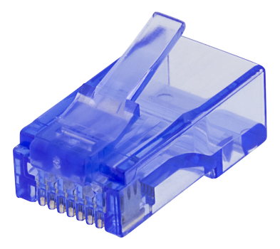DELTACO RJ45 connector,  Cat6, UTP, 20-pack, transparent,  blue (MD-116)