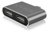 RAIDSONIC ICY BOX USB 2.0-hubb, 1xUSB-C ha, 2xVändbara USB A ho, aluminium, grå