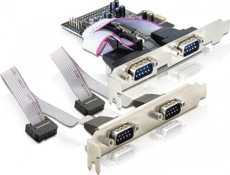 DELOCK IO PCIe  4x seriell RS-232 inkl. LP-Bleche (89178)
