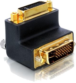 DELOCK DVI-adapter,  Dual Link DVI-D ha-ho, vinklad, guldpl, svart (65173)