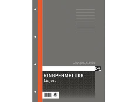 EMO Ringpermblokk EMO A4 70g 80bl linjer (206302*5)