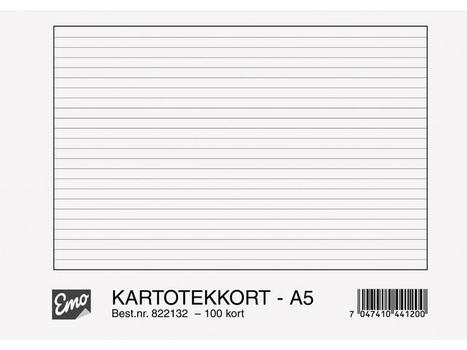 EMO Kartotekkort EMO A5 linjert 200g (100) (822132)