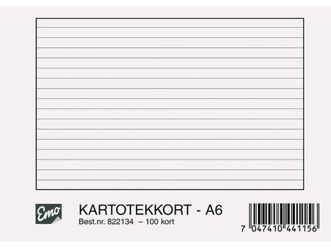 EMO Kartotekkort EMO A6 linjert 200g (100) (822134)