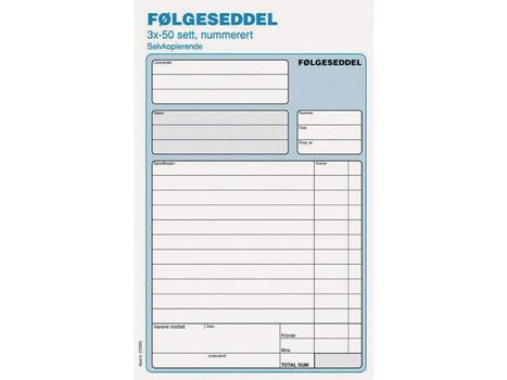 Følgeseddel EMO A5 selvkopi. 3x50s num (272053*5)