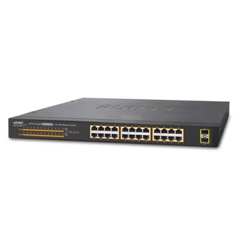 PLANET GSW-2620HP,  Managed network switch, 10G Ethernet (100/ 1000/ 10000),  Strøm over Ethernet (PoE) Support, 1U (GSW-2620HP)