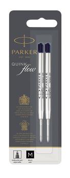 PARKER Quink Flow Ballpoint Refill for Ballpoint Pens Medium Black (Pack 2) - 1950372 (1950372)