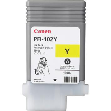 Canon PFI-102 Y - 130 ml - fargestoffbasert gul - original - blekkbeholder - for imagePROGRAF iPF510, iPF610, iPF650, iPF655, iPF720, iPF750, iPF755, iPF760, iPF765