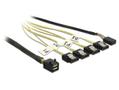 DELOCK SAS Kabel Delock Mini SAS HD -> 4x Sata 7Pin +Sideband 0.50m