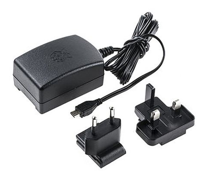 Stontronics Raspberry Pi officiell Micro USB nätadapter EU-UK plug 5,1V 2,5A svart (T6143DV)