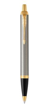 PARKER IM, Clip-on retractable ballpoint pen, Blå, Børstet stål, Guld, Mellem, Ambidextrous/ tohåndede,  Kasse (1931670)