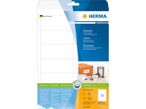HERMA Etiketten Premium A4 weiß 97x42,3 mm Papier 300 St. (5056)