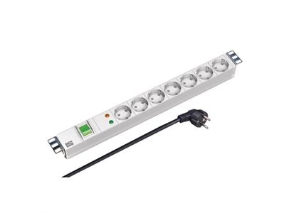 EFB ELEKTRONIK Strømskinne 19" 7xSCHUKO 2,0 m Surge PDU 1xSchukokabel Metall Grå m/Switch (691688)