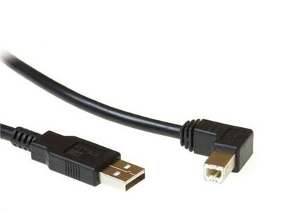 ACT USB2 Kabel A-B -  1,8 m Vinklet A-B USB Kabel Sort Vinklet B (SB2408)