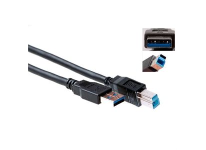 ACT USB3 Kabel A-B -  1,0 m A-B USB Kabel Sort (SB3017)