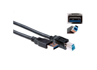 ACT USB3 Kabel A-B -  3,0 m A-B USB Kabel Sort (SB0003)