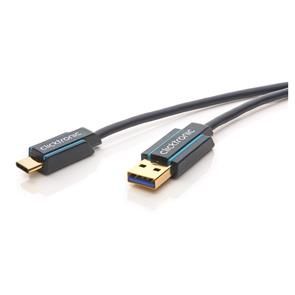 CLICKTRONIC USB-C - USB-A 3.2 Gen 1 -kaapeli, 2 m, musta (45125)