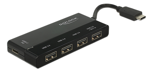 DELOCK Externer USB 3.1 Gen 1 Hub USB Type-C™ > 4 x USB Typ-A + 1 x US (62793)