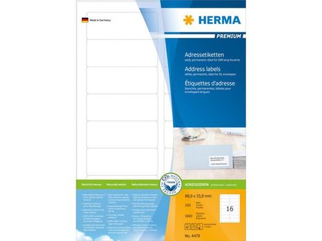 HERMA Etikett HERMA Adress 88, 9x33, 8mm (1600) (4479)