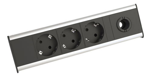 FORMING FUNCTION Desk virtapaneeli,  3xCEE 7/4, 1,5m kaapeli, alumiinia,  musta (935-I3M0)