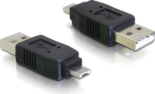 DELOCK USB-sovitin,  USB A uros - Micro A uros, musta (65037)