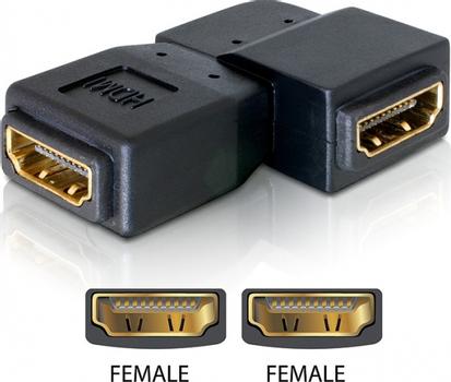 DELOCK HDMI-adapter,  19-pin hona till hona, vinklad (65078)