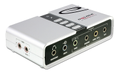 DELOCK USB 2.0 äänikortti 7.1, kuuloke-, kaiutin-, surround-, S/PDIF, 3,5mm