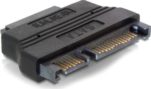 DELOCK adapter SATA+ström(15+7) - Slim SATA+ström(7+6),  ha-ho, svart (65156)