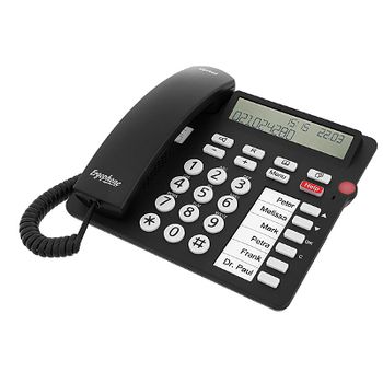 TIPTEL 1081000, Analog telefon, Forbundet håndsæt, Telefonhøjttaler,  Navn og vis-nummer,  Sort (1081000)