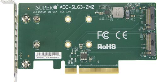 SUPERMICRO LOW PROFILE PCIE RISER CARD SUPPORTS 2XM2 MODULE ACCS (AOC-SLG3-2M2-O)