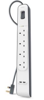 BELKIN 4 WAY SURGEP 2M 2 X 2.4AMP USB CHARG (BSV401AF2M)