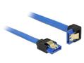 DELOCK Cable SATA straight > SATA angled 30 cm blue gold clips