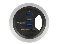 DELOCK In-Desk Hub 3 Port USB 3.0 + 2 Slot SD Card Reader