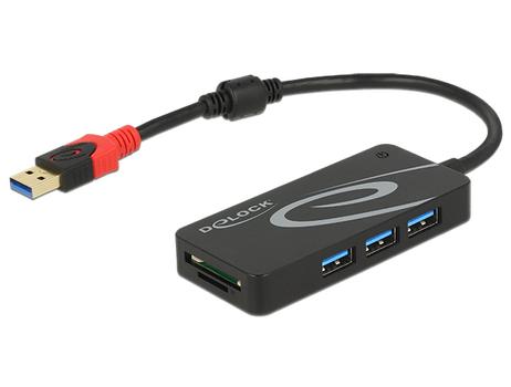 DELOCK External USB 3.1 Gen 1 Hub USB Type-A > 3 x USB Type-A + 2 Slot (62899)