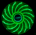 AKASA 12cm Vegas 15 Green LED fan antivibe damp pads,sleeve bearing