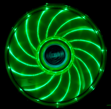 AKASA 12cm Vegas 15 Green LED fan antivibe damp pads, sleeve bearing (AK-FN091-GN)