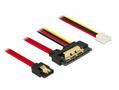 DELOCK Cable SATA 6 Gb/s 7pin receptacle+Floppy 4pin power female>SATA 22pin