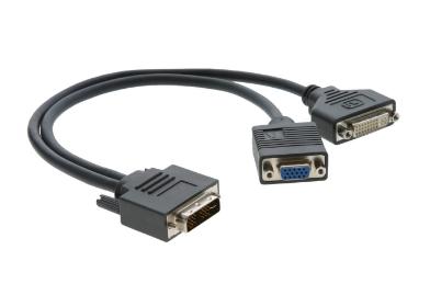 KRAMER ADC-DM/ DF+GF | Male/ Female Adapter | DVIâ€“I - DVIâ€“D & VGA | Max 1920x1200 | Black | 30cm (99-9494921)