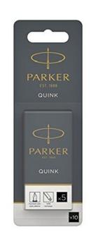 PARKER Quink Long Ink Refill Cartridge for Fountain Pens Black (Pack 10) - 1950206 (1950206)