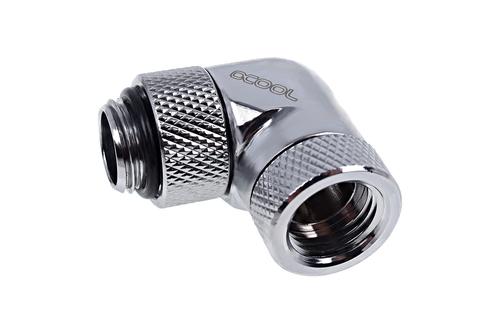 ALPHACOOL Eiszapfen Winkeladapter 90° ch | drehbar G1/4 AG auf G1/4 IG - Chrome (17261)