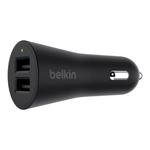 BELKIN Metallic Dual USB Car Charger /w Lightning /Black (F8J221BT04-BLK)