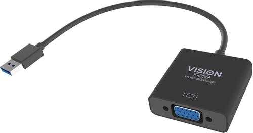 VISION Professional installation-grade USB-A to VGA adapter - LIFETIME WARRANTY - plugs into USB and has full-sized VGA socket - does not work for mac - maximum resolution 1920 x 1080 - USB-A 3.0 (M) to HDMI (TC-USBVGA $DEL)