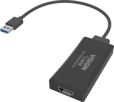 VISION N Professional installation-grade USB-A to HDMI adapter - LIFETIME WARRANTY - plugs into USB and has full-sized HDMI socket - does not work for mac - maximum resolution 1920 x 1200 - USB-A 3.0 (M) to  (TC-USBHDMI)