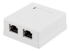 DELTACO shielded network socket, Surface UTP 2xRJ45, Cat6, white (VR-218)
