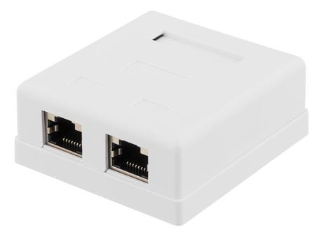 Deltaco Cat6 nettverkskontakt påvegg dobbel (VR-218)