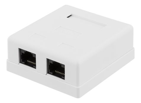 DELTACO unshielded network socket, Surface UTP 2xRJ45, Cat6, white (VR-219)