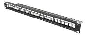 Deltaco TP patch panel, 24 ports, without connectors, 1U, black